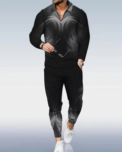 ชุดเสื้อโปโลชายแขนยาวพร้อมกางเกงซิปแฟชั่นเทรนด์ปี 2025 - Product Image 4
