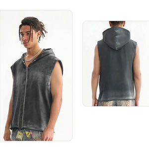 Chaleco de Forro Polar sin Mangas con Capucha para Hombre, con Cierre de Cremallera, Color Degradado, Diseño Sólido, para Otoño - Product Image 4