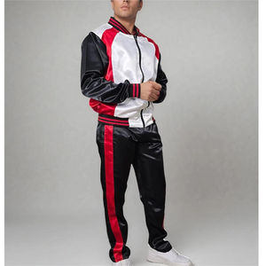 Chándal de hombre de alta calidad, 100% nailon, satinado brillante, con bloques de color, logotipo impreso personalizado, estilo streetwear de 3 tonos. - Product Image 3