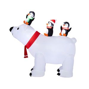 Decorazione natalizia gonfiabile illuminata da 1,5 m, divertente orso polare e pinguino con luci LED, decorazioni da esterno per il giardino. - Product Image 1