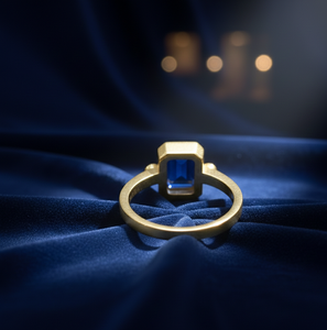 Anillo de diseñador con gema de corte octogonal y acento redondo rojo, plata de ley 925, chapado en oro de 18 quilates, anillo para fiesta, talla 6 de EE. UU. - Product Image 2