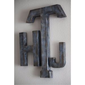 Letras Decorativas de Pared de Metal Galvanizado Rústico con la Palabra EAT - Letrero de Hierro Plateado Industrial con el Alfabeto para Cocina, Restaurante, Comedor - Product Image 3