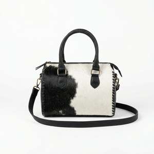 Bolsa de Viaje Mini Speedy de Cuero Genuino 100% Blanco y Negro, con Asa, Resistente al Agua, de Lujo, para Gimnasio, Venta al Por Mayor - Product Image 1