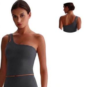 Sujetador Deportivo de Yoga Personalizado con Logotipo Frontal, Soporte Medio, Secado Rápido, Transpirable, para Mujeres de Talla Grande, Un Hombro, Pechos Grandes - Product Image 4