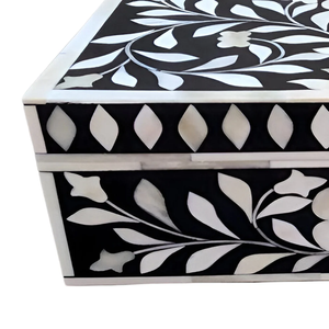 <b>Floral</b> Bone Inlay Keepsake <b>Box</b> Handmade Wooden Jewellery Organizer for Premium Gift and Decorative Use - Product Image 3