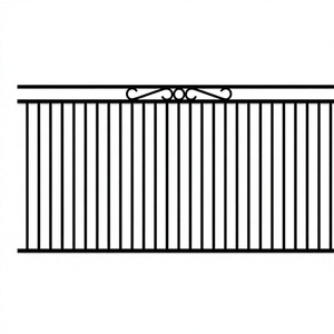 Panneaux de clôture extérieurs modernes en acier galvanisé et fer forgé, robustes, écologiques, durables, personnalisés, avec motif de cercles et de volutes métalliques - Product Image 1