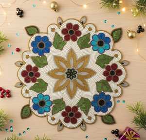 3 PCS Handmade <b>Beaded</b> Table <b>Placemats</b> with Leather – Elegant Dining Table Decor, African Beadwork, Unique Home Gift - Product Image 5