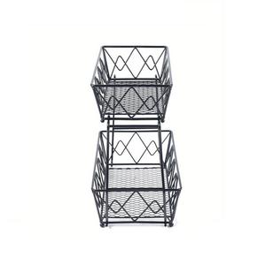 Stackable Metal <b>Wire</b> <b>Storage</b> <b>Baskets</b> Rectangle Modern Design Multi Purpose with Two Tier <b>Storage</b> Design - Product Image 1