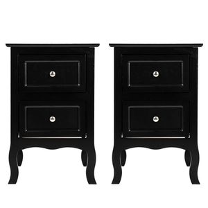 2pcs Black Country Style Large Size Two-Tier Nightstands Same Model As 46330063 - Product Image 1