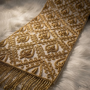 Aziza ผ้าคอตตอนปักสีทองงาช้างพร้อมสายรัดด้านหลัง - Product Image 3