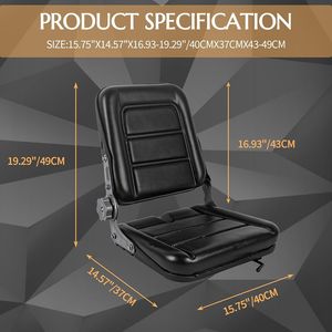 Siège universel rabattable pour chariot élévateur avec dossier inclinable réglable en cuir PVC pour mini-pelle et excavatrice - Product Image 3
