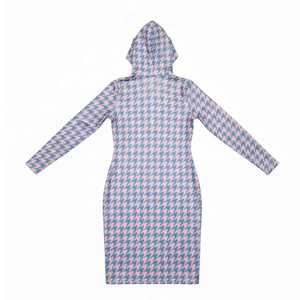 Vestido Midi Ajustado de Mujer con Estampado de Pata de Gallo, Manga Larga, Elegante, para Oficina o Fiesta, Venta al Por Mayor Personalizada - Product Image 2