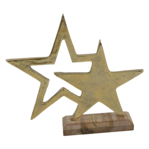 Modernos Adornos Navideños en Forma de Estrella de Metal Plateado con Base de Madera, Suministros Festivos de Moda al por Mayor para Colección Promocional - Product Image 2