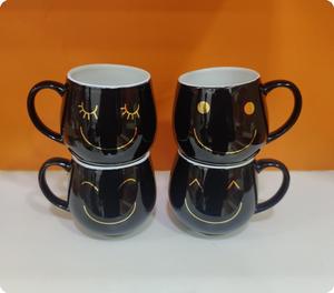 แก้วกาแฟเซรามิคลายการ์ตูนสีดำ แก้วหน้ายิ้ม ใช้กับไมโครเวฟได้ ใช้กับเครื่องล้างจานได้ ของขวัญ แก้วน้ำ - Product Image 4