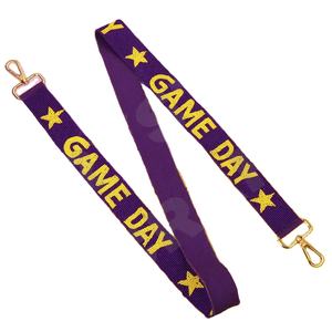 Star Game day Sangles de sac de perles de rocaille en or blanc personnalisées 'Hook Em Horns' Accessoire à la mode Sangle de sac à main perlée - Product Image 1