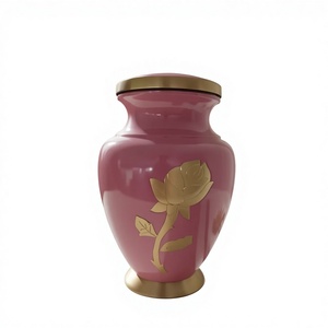 Urna Funeraria Grande Color Rosa Bebé, Estilo Art Deco, Hecha a Mano, 3.4L, para Venta al Por Mayor - Product Image 1