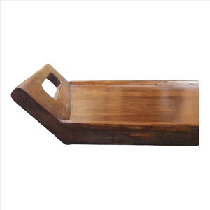 Juego de Bandejas de Servir de Madera Maciza con Vasos de Vidrio |   Bandeja de Madera para Té y Café con Asas |   Plato para Servir Hecho a Mano - Product Image 4