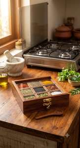 Handmade Wooden Spice <b>Box</b> with Spoon - Product Image 4