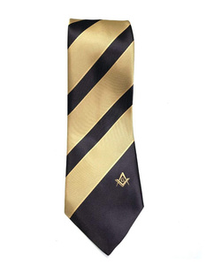 Corbata Formal Masónica Personalizada Marrón y Amarilla con Escuadra y Compás, Corbata de Maestro Masón - Product Image 2