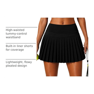 High Quality <b>Skirt</b> Women's Black Pleated Tennis <b>Skirt</b> Elastic Waist Moisture Wicking Breathable Quick Dry Solid Color Sport Wear - Product Image 2