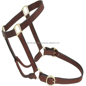 Cabestro de caballo de cuero Original negro y marrón ajustable completo personalizado hecho a mano cosido de lujo en mazorca completa sobre tamaños - Product Image 1