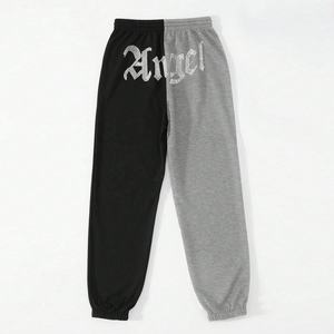 100% Cotton <b>Fleece</b> Fabric Winter Flat Front High Waist Drawstring Closure Washable Beading Sweat Jogger Pant Customized - Product Image 1