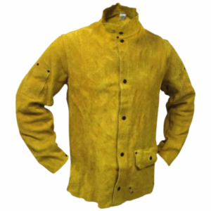Veste de soudeur en cuir de vachette pleine fleur de haute qualité, résistante, pour la sécurité industrielle et la construction, vêtement de travail en coton pour la protection du corps - Product Image 6