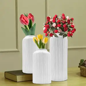 현대 홈 호텔 장식 꽃꽂이 드라이 플라워 화이트 세라믹 꽃병