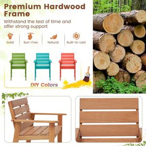 2-Piece Patio Hardwood Chair with Comfortable Slatted Seat and Inclined <b>Backrest</b> - Product Image 6
