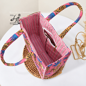 Boho Vintage Handbags Cotton Quilted Open <b>Top</b> Handmade Shopping Bag Eco-friendly Lightweight Mini Shoulder Bag <b>Women</b> Classic Tot - Product Image 4