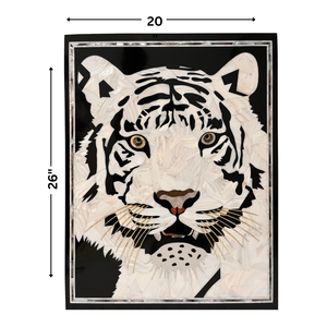 Panneau mural carré en marbre fait main avec mosaïque de tigre encadrée dans un cadre noir, art mural moderne pour la décoration intérieure de mariage, salon - Product Image 3