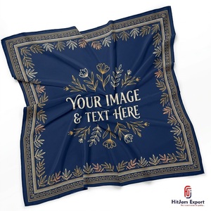 Ultimate Custom Printed Square <b>Scarf</b> Manufacturer <b>Silk</b> Feel Fashion Hijab Head Wrap Shawl Private Label OEM ODM India Factory - Product Image 2