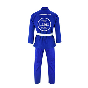 Kimono de BJJ Azul para Hombre con Cinturón Blanco, Logotipo Termotransferible en la Parte Delantera, Corte Regular, 100% Algodón Transpirable, Ropa de Artes Marciales, Talla Adulto - Product Image 3