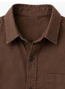 เสื้อเชิ้ตผู้ชายสีน้ำตาล ปกพับได้ แขนยาว สไตล์ลำลอง - Product Image 2