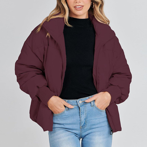 Chaqueta Acolchada para Mujer, con Capucha, para Invierno, Manga Larga, Color Sólido, Relleno de Poliéster, Cierre de Cremallera, Largo Regular - Product Image 6