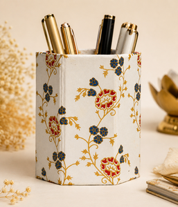 SHAHALAM Eco-Friendly Multiple Colors Floral Printed Paper <b>Pen</b> Holder Letterpress Printing | Decorative Desk Organizer <b>Pens</b> - Product Image 1