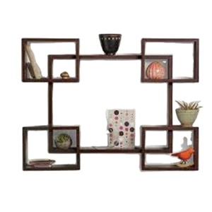 Estante de almacenamiento flotante montado en la pared de intersección de cubo cuadrado moderno 4 decoración colgante de madera accesorios para el hogar organizador sala de estar - Product Image 6