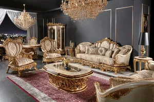 Juego de Sofás de Sala de Estar Estilo Palacio de Primera Calidad, Tradicional, Personalizado, Cómodo, Duradero, Tapizado, Muebles de Madera Sólida en Oferta - Product Image 4