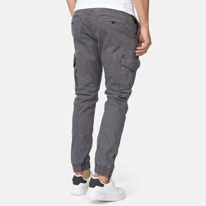 Men's Gray Cargo Pants Canvas Material Multiple Pockets Elastic Waist Casual Style Midweight Autumn Wear - Product Image 3