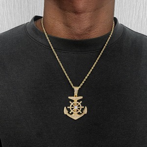 Pendentif Hip Hop Moissanite Ancre de Bateau Boussole Timon de Navire Pirate Tendance pour Homme - Product Image 4