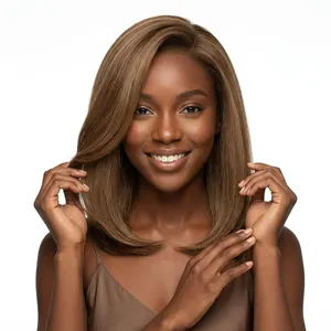 Extensions de cheveux naturels indiens noirs à base de soie, double épaisseur, à clipser, lisses, pour tête entière, densité 100 %, cheveux Remy, taille personnalisable - Product Image 6
