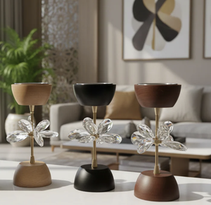 Quemador de Incienso de Madera con Esencia de Cristal, Hecho a Mano, de Nogal, con Flor de Cristal, Decorativo para el Hogar, Aroma Oud Mubkhara - Product Image 3