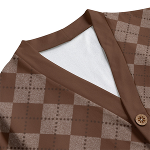 Cardigan en laine/cachemire épais tricoté losanges pour femme, collection Hiver 2026 – Style vintage, manches longues, boutonné, décontracté et chic - Product Image 6