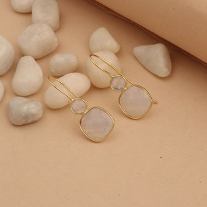 White Opal Teardrop <b>Hook</b> <b>Earrings</b> 18K Gold Vermeil Brass Jewelry High Quality Pear Cut Gemstone Dangle <b>Earrings</b> Factory Price - Product Image 3