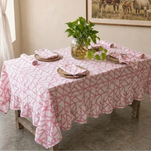 Indian Handmade Premium Quality Eco-friendly Floral Pattern Cotton <b>Table</b> <b>Cover</b> Modern Style for Wedding Use - Product Image 4