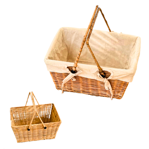 Eco-Friendly <b>Wicker</b> RATTAN <b>Storage</b> <b>Basket</b> Metal Frame Reinforced, <b>Wicker</b> Rattan <b>Basket</b> with Cotton Liner Durable Metal Frame - Product Image 1