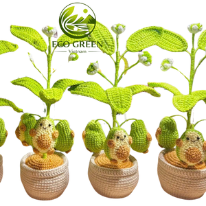 Plantes en pot au crochet personnalisées en gros, fleurs en fil tricoté faites à la main, mini décoration de bureau pour la maison, le bureau, les cadeaux et la vente au détail - Product Image 5