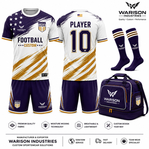 American Flag Inspired Soccer Uniform Set Sublimated Football Teamwear Jersey Short Socks And Sports Bag Set - Product Image 5