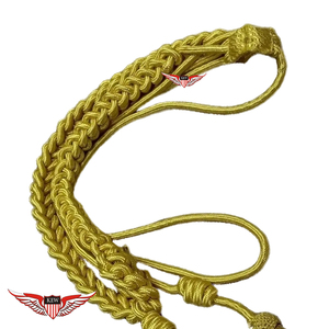 สายสะพายไหล่ประดับตราสัญลักษณ์สีทองแบบถักสำหรับขบวนพาเหรด สายสะพายไหล่สำหรับพิธีการ สายคล้องคอสำหรับเจ้าหน้าที่ ปลายสายประดับตราสัญลักษณ์สีทองเมทัลลิก - Product Image 5