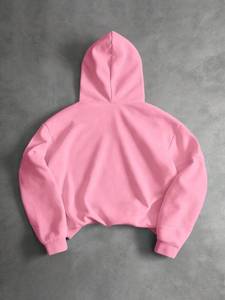 Sudadera con capucha doble extragrande rosa de forro polar grueso para hombre, con logo personalizado, estilo pullover, para otoño e invierno, venta al por mayor, ropa urbana, OEM - Product Image 6